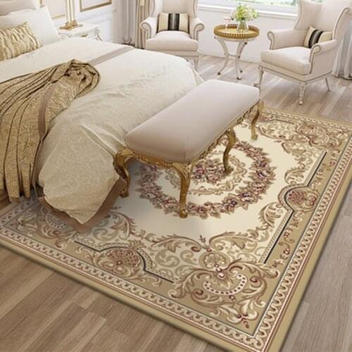European-Style Thicken Polypropylene Carpet For Living Room Home Decor Sofa Coffee Table Area Rug Bedroom Beige Jacquard Carpet