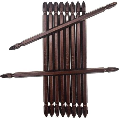 KSEIBI Hardness Double Head Electric Screwdriver 150MM Cross Head PH2 Phillips Screw bits Pack of 10 Brown Coated Color #181362