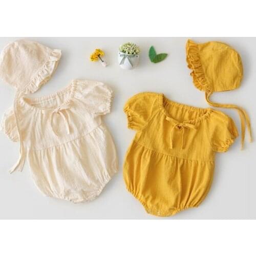 Summer newborn baby romper short ruffles sleeve infant kids jumpsuit toddler girls onesie children outfits 0-24m