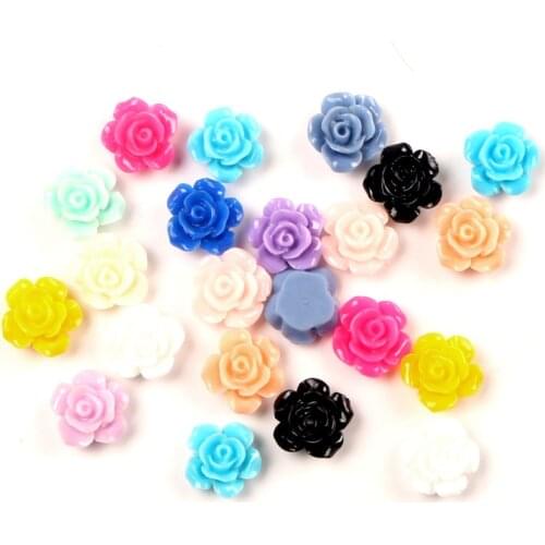 LF 50Pcs Mixed 13x13mm Flower Resin Cabochon Hole Flatback Decoration Crafts Embellishments For Scrapbooking Diy Accessories