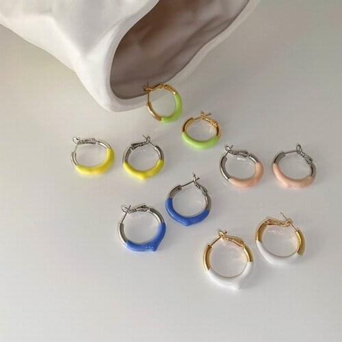 YANGLIUJIA Metal Glaze Ear Ring Fashionable Joker Geometric Retro Earrings Beach Earrings Ms Jewelry Birthday Gift Wholesale
