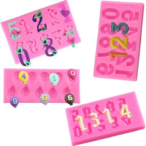 Mujiang DIY Numbers Candy Silicone Mold Chocolate Jelly Molds Party Fondant Cake Decorating Tools 3D Craft Soap Clay Moulds