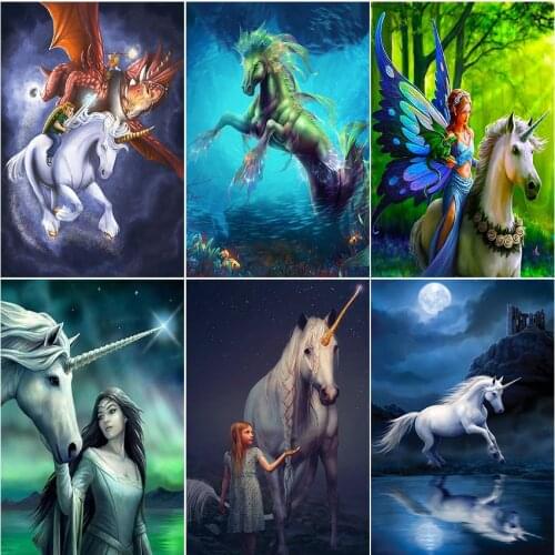 Full square cuadros 5d diamond painting kit Horse unicorn landscape woman seahorse complet Cross stitch embroidery dirll drawing