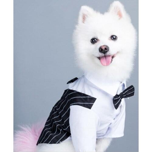 New Classic Dog Wedding Suit Dress Pet Dog Cat Clothes Striped Wedding Tuxedo Suit Vest Shirt Bow Tie Weeding Decorartion