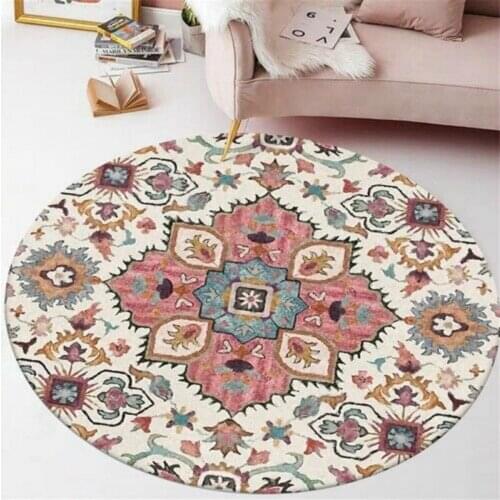New Best selling Ethnic Style Round Living Room Bedroom Carpet Safety Non-slip Bedside Carpet Household Room Decoration Products