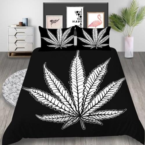 Thumbedding Maple Leaf Bedding Set King Size Simple Artistic Duvet Cover Queen Twin Full Double Single Unique Design Bed Set