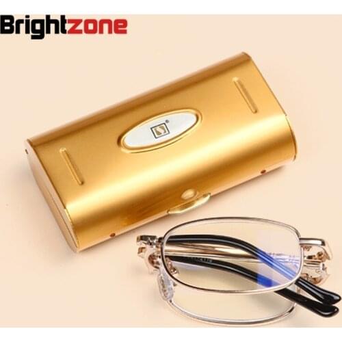GOLD PLATED FRAME Quality Reader Fashion Resin Ultra-light Portable Reading Glasses Folding +1 +1.5 +2 +2.5 +3 +3.5 +4 Men
