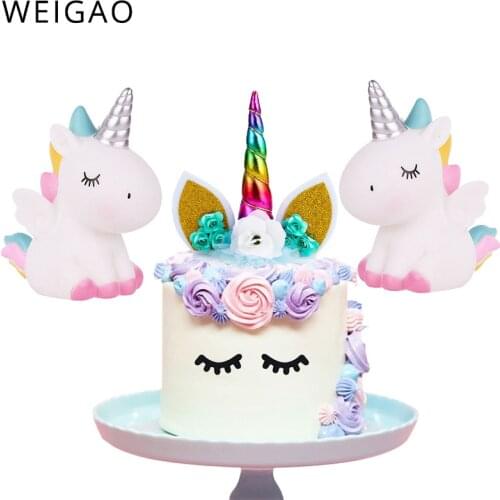 Rainbow Unicorn Horn Cake Topper Unicorn Cake Decor Birthday Wedding Cake Toppers for Birthday Party Baking Decoration Supplies