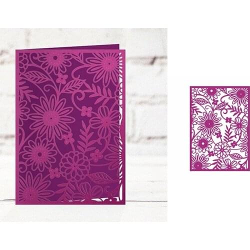 Garden Flower Rectangle Hollow Frame Shape Metal Cutting Dies Stencil Scrapbook Album Embossing For Card Making Handcrafts