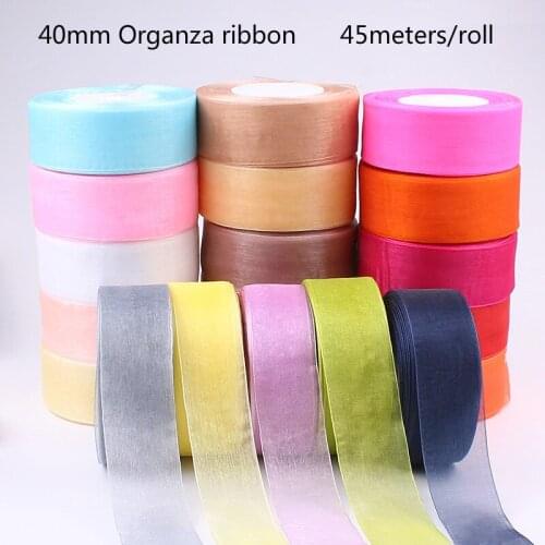 50 Yards/roll) Handmade Diy Chiffon Ribbons 40mm Organza Ribbon Gift Wrapping Decor Wedding Christmas Silk Ribbons Lace Fabric