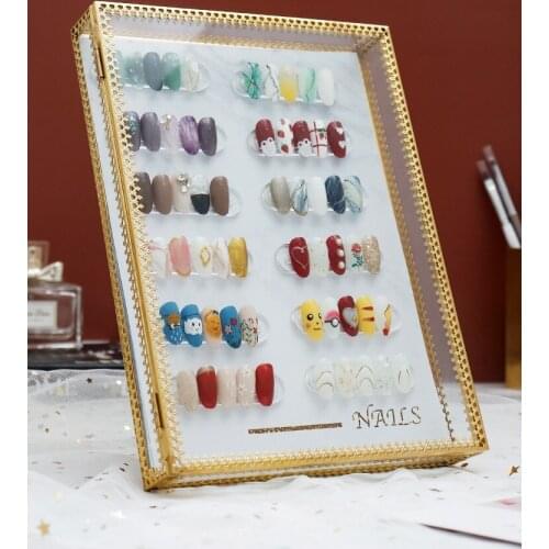 Nordic Transparent Magnet Adsorption Detachable Display Box Album Glass Nails Art Storage Box False Nail Tips Display Board