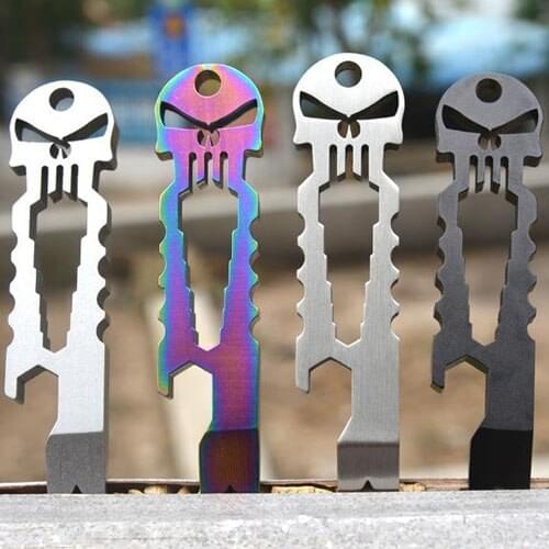 Stainless Steel Tactical EDC Pocket Multi-tool Screwdriver Crowbar Skull Keychain Llaveros Skeleton Chaveiros Caveira