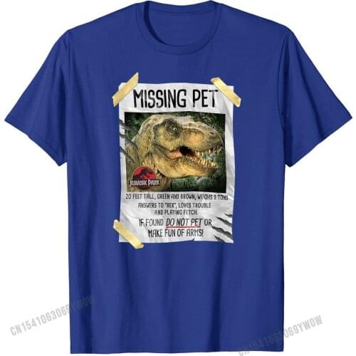 Jurassic Park Missing Pet T-Rex Poster Taped Graphic T-Shirt Normal Cotton Men Tops Shirts Print Funny Tshirts