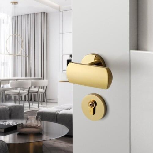 1set Zinc Alloy Door Handle Lock for Indoor bedroom bathroom hotel Mute Security Separate Lock Furniture Hardware Accessories