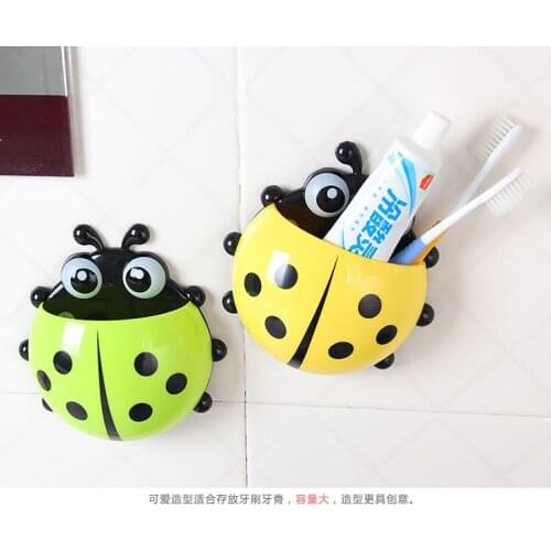 1pcs Lovely Ladybug Frame Sucker Toothbrush Toothpaste Suit Child Gift Toothbrush Holder Bathroom Accessory Tool
