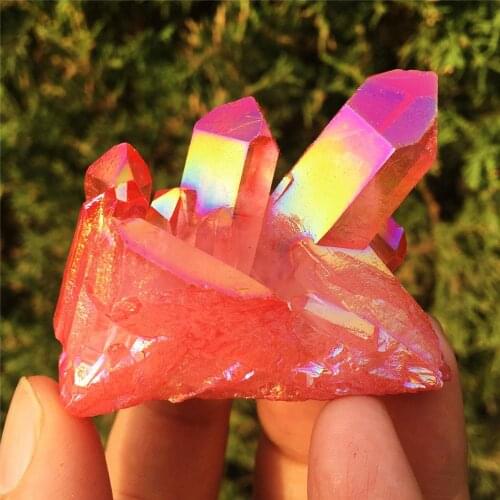 1pcs Natural crystal quartz Rare beautiful flame aura quartz crystal cluster Ore Mineral Healing Specimens Random delivery