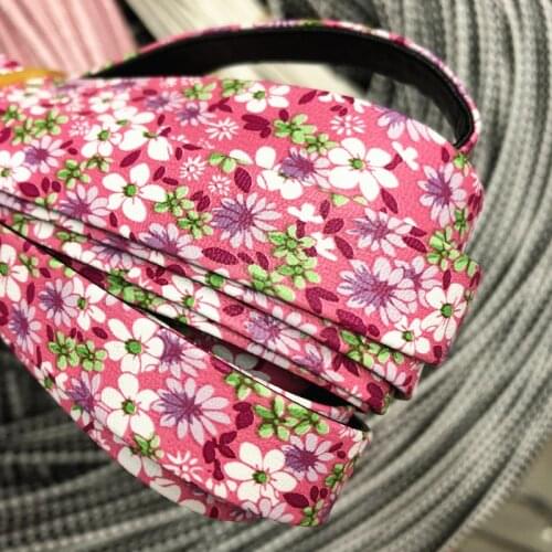 10Y/Lot Jewelry Making 15mm Floral Ribbon Pink PU Leather Riband Trim DIY Dog Collar Necklace Choker Key Chain Hand Craft Materi