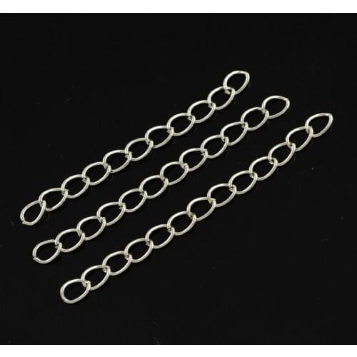 100 strands Iron Ends with Twist Extender Chains 50x3.5mm For DIY Jewelry Accessories Component Finding Platinum Wholesale