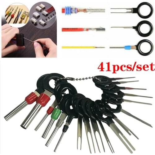 38/41/59pcs Hand Tools Car Puller Tooling Pin Extractor Automotive Terminals Remover Kit Plug Electrician Wire Pinout Connectors