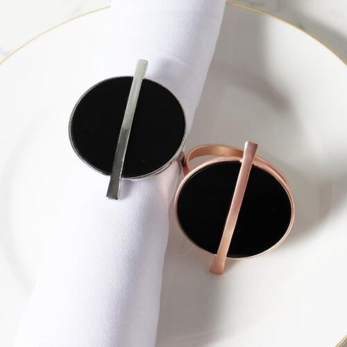 6pcs High-end wedding table decoration Simple black and white napkin buckle Napkin ring Paper towel ring