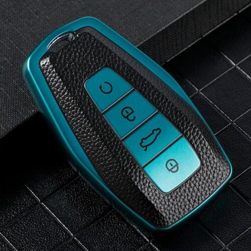 Soft TPU Leather Car Remote Key Case Cover Holder Shell For Geely Coolray 2019-2020 4 Buttons Auto Styling Fob Accessories