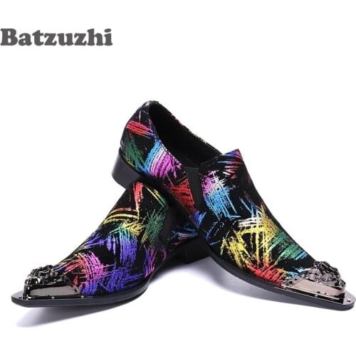 Batzuzhi Color Formal Shoes Men Leather Personality Leather Dress Shoes Men Pointed Iron Toe Party and Wedding Chaussures Homme