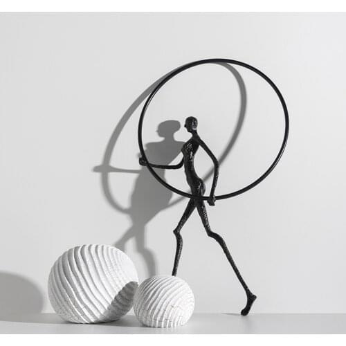 Large 63cm Modern Abstract Metal Figure Hold Round Square Frame Statue Home Living Room Hotel Decor Design Layout Accessories