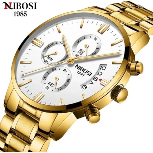 NIBOSI Sport Wrist Watch Mens Waterproof Chronograph Stainless Steel Clock Date Top Brand Luxury Watches Relogio Masculino 2309