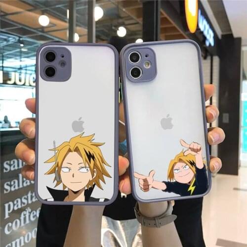 Anime My Hero Academia denki kaminari Phone Case For iPhone 12 11 Mini Pro XR XS Max 7 8 Plus X Matte transparent Gray Cover
