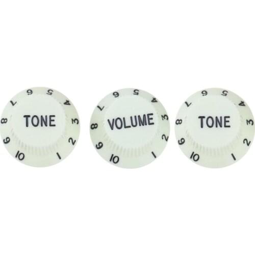 Musiclily Pro Imperial Inch Size 1 Volume 2 Tone Knobs Set for USA Made Strat Style Electric Guitar, Mint Green