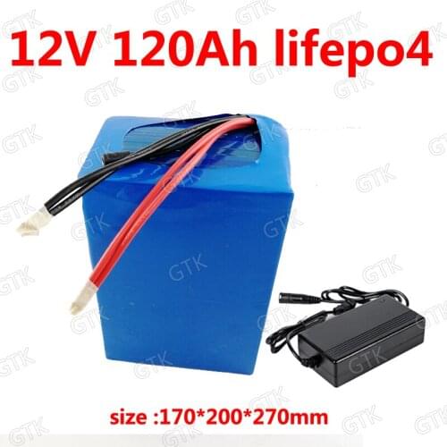 GTK customize Lifepo4 12V 120AH lithium battery BMS 4S 12.8V for inverter Agricultural Forklift golf cart EV light +10A Charger