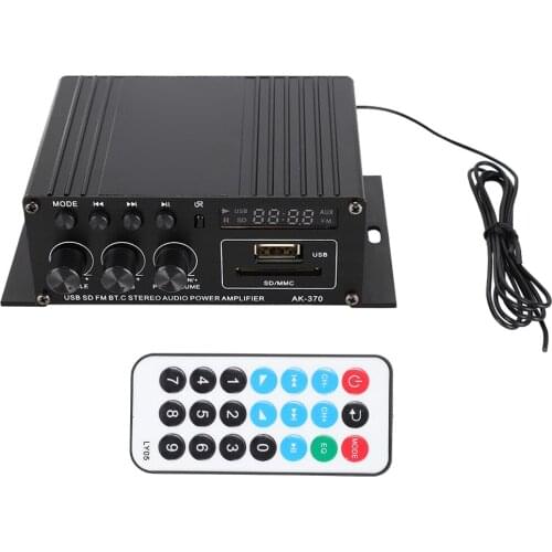 AK370 Bluetooth Household Aluminum Alloy HiFi Power Amplifier 12V With Remote Control Compatible For Various Di