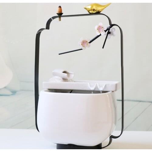 Creative Ceramic Water Fountain Fish Tank Desktop Waterfall Flowing Ornaments Indoor Fountains Lucky Feng Shui Home Decoration