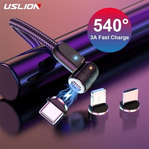 USLION 3A Magnetic Cable USB Fast Charging Type C Magnet Charge Micro USB C Cable For iPhone 11 12 Pro Max Samsung Xiaomi Huawei