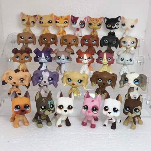 Random cute pet shop animal lpstoys standing short hair cat dachshund collie spaniel great dane action figure toys for children