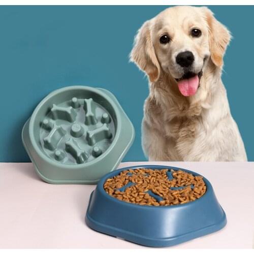 Pet Dog Bowl Slow Feeder Plastic Puppy Cat Eating Dish Bowl Anti-gulping Food Plate Feeding Dog Cat Food Bowl Supplies Dog Plate