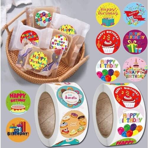 500pcs Gift Sealing Stickers Cartoon Doodle Happy Birthday Design Diary Stickers Festival Birthday Party Gift Decorations Labels