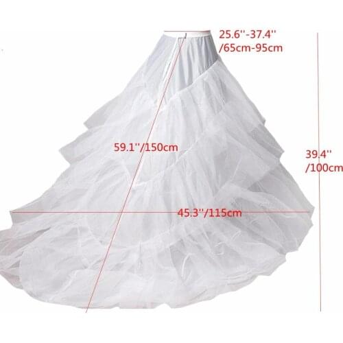 2019 White Black Long Train Petticoat For Tail Wedding Party Dresses Crinoline 3 Hoops Underskirt saiote de noiva