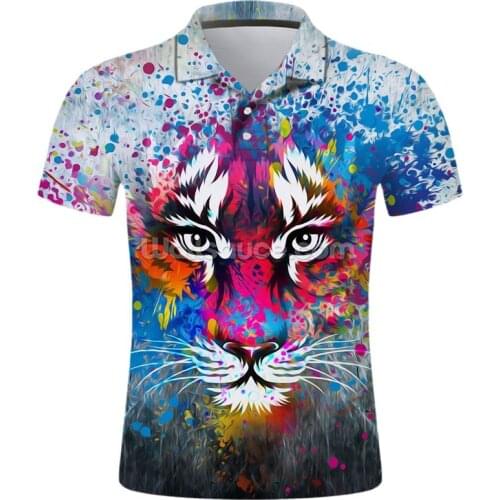2020 New Summer 3D Printed Tiger Polo Shirt Men Fashion Camisas Streetwear Casual Hombres Harajuku Short Sleeve Ropa