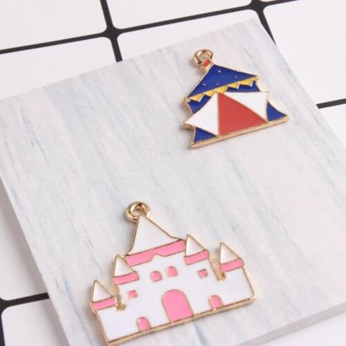 New Arrival 10PCS/lot Yurt Castle Enamel Charms Fit Bracelet Necklace Hair Gift Jewelry Accessory DIY Craft for Women Children