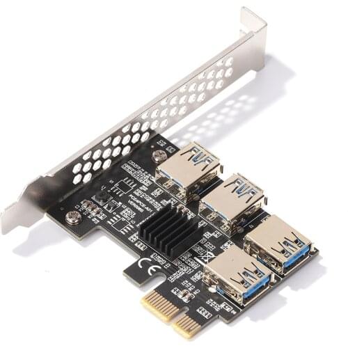 PCIe to PCIe adapter PCI-Express 1x to 16x 1 to 4 USB 3.0 mining riser card PCI-E gold-plated interface adapter card