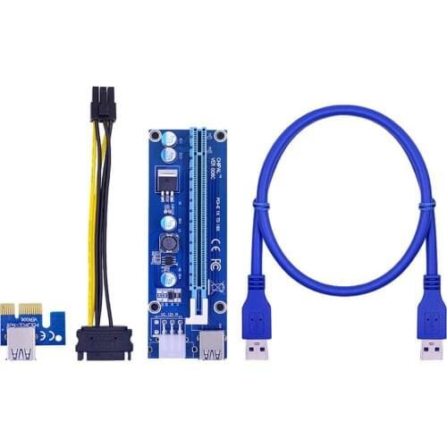 Ver006c Pci-e Riser Card 006c Pcie 1x To 16x Extender 60cm 100cm Usb 3.0 Cable Sata To 6pin Power Cord
