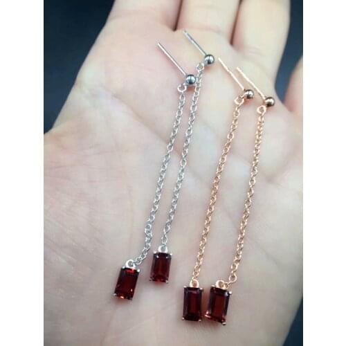 Popular fashion accessories 925 pure silver inlaid natural Garnet ear pendant woman stone send lover