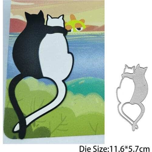 Couple Cats Cutting Dies 2021 For Scrapbooking DIY Album Card Making Mold Embossing Folder Cut Template Stencil Clear Stamps New