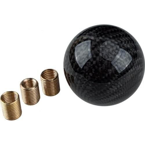 Carbon Fiber Style Ball MT Gear Shift Stick Lever Knob with Adapter M8*1.25 M10*1.25 M10*1.5 Metal for Universal Vehicles