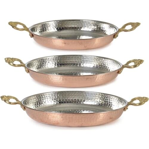 Üçlü Bakır Sahan Seti Mutfak Ürünleri Tava Tencere Setleri Yemek Pişirme Aletleri Sos Kapları Yumurta Omlet Tavaları Yapışmaz