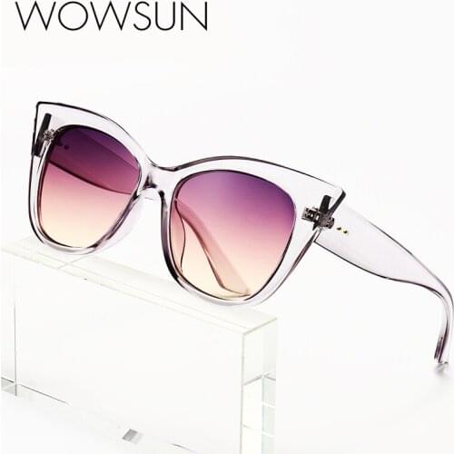 WOWSUN Classic Sunglasses Men Women Brand Designer Driving Cat Eye Frame Sun Glasses Male Goggle UV400 Gafas De Sol