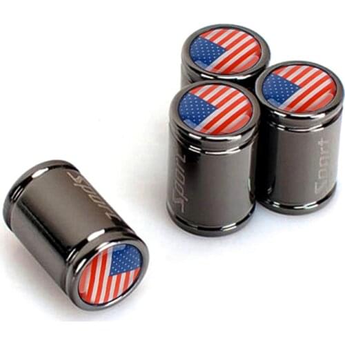 Sport Copper Auto Car Tire Wheel Valve Dust Caps Cover For Porsche Design Original Cayenne Boxster P5000 With USA Color Flag