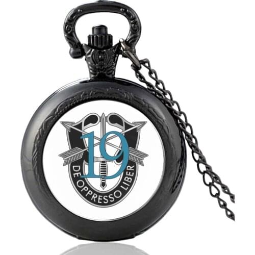 U.S. Army Special Forces De Opp Vintage Quartz Pocket Watch Men Women Glass Dome Charm Pendant Necklace Hours Clock Gifts