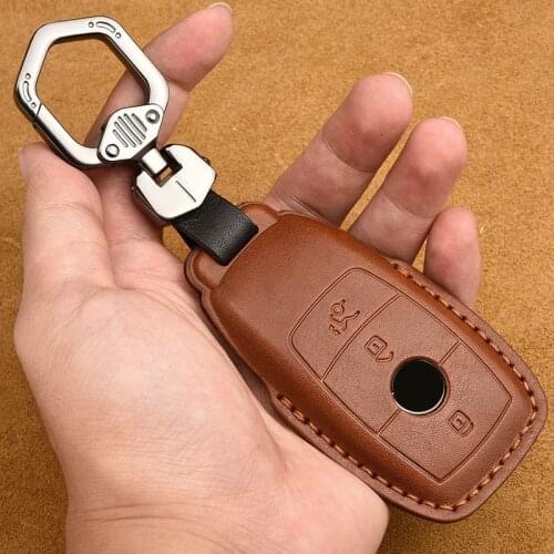 High Quality Leather key fob 3 Buttons Car Key For Mercedes Benz AMG W205 E320L C200 C180 C260 C300 fob Sport Protector